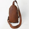 ADBGA592 American Darling Hand Tooled Floral Carved Hair-On Cowhide Sling Bag