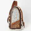 ADBGA592 American Darling Hand Tooled Floral Carved Hair-On Cowhide Sling Bag