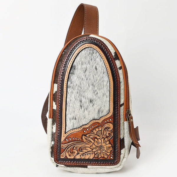 ADBGA592 American Darling Hand Tooled Floral Carved Hair-On Cowhide Sling Bag