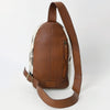 ADBGA592 American Darling Hand Tooled Floral Carved Hair-On Cowhide Sling Bag