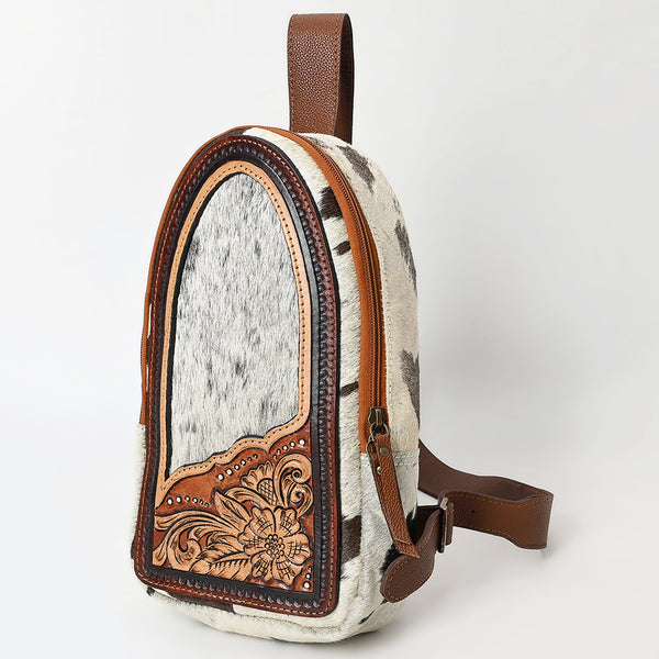 ADBGA592 American Darling Hand Tooled Floral Carved Hair-On Cowhide Sling Bag