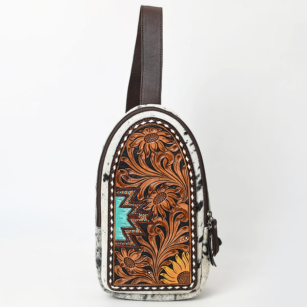 ADBGA593 American Darling Hair-On Cowhide Hand Tooled Genuine Leather Sling Bag