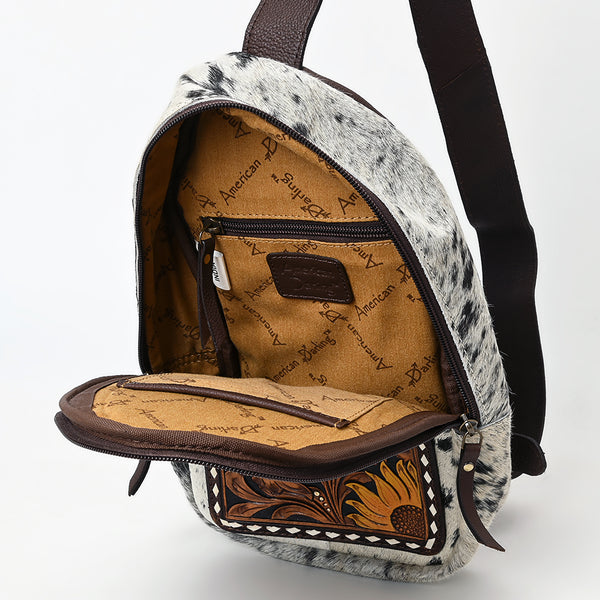 ADBGA593 American Darling Hair-On Cowhide Hand Tooled Genuine Leather Sling Bag