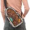 ADBGA593 American Darling Hair-On Cowhide Hand Tooled Genuine Leather Sling Bag
