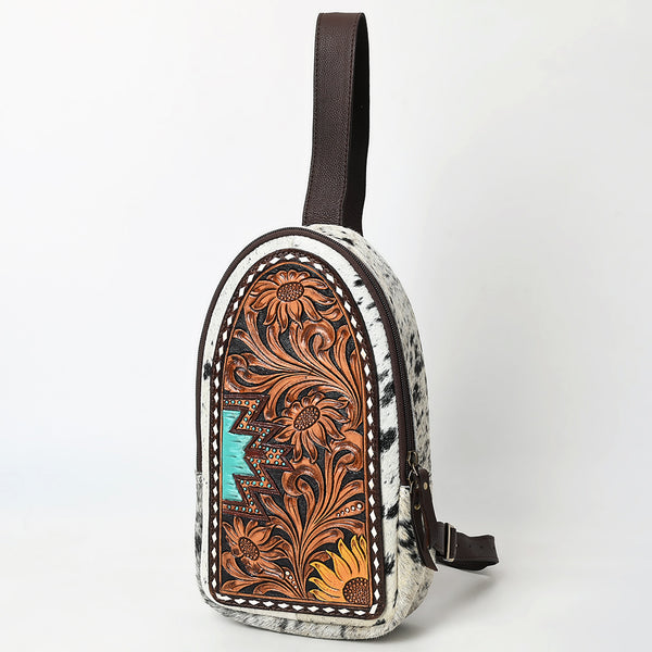 ADBGA593 American Darling Hair-On Cowhide Hand Tooled Genuine Leather Sling Bag