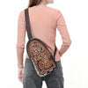 ADBGA593 American Darling Hair-On Cowhide Hand Tooled Genuine Leather Sling Bag