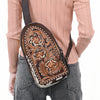 ADBGA593 American Darling Hair-On Cowhide Hand Tooled Genuine Leather Sling Bag
