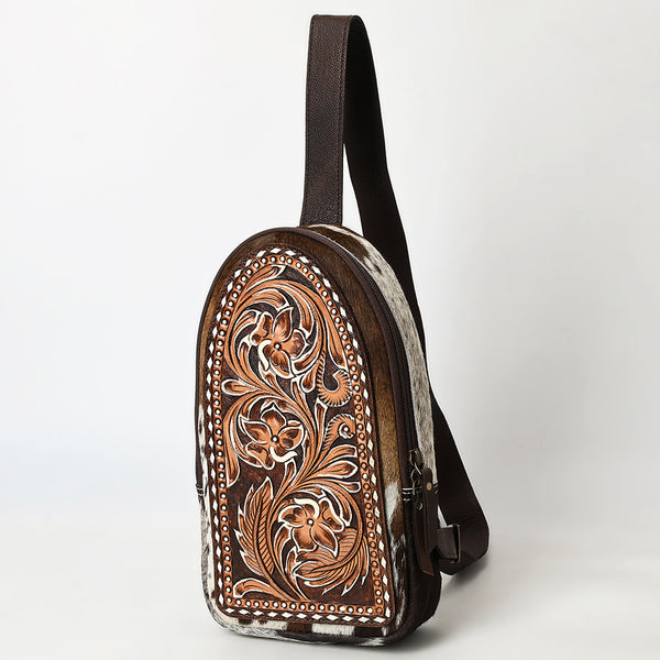 ADBGA593 American Darling Hair-On Cowhide Hand Tooled Genuine Leather Sling Bag