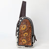 ADBGA594 American Darling Buck Stitched Floral Carved Hair-On Sling Bag