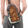 ADBGA594 American Darling Buck Stitched Floral Carved Hair-On Sling Bag
