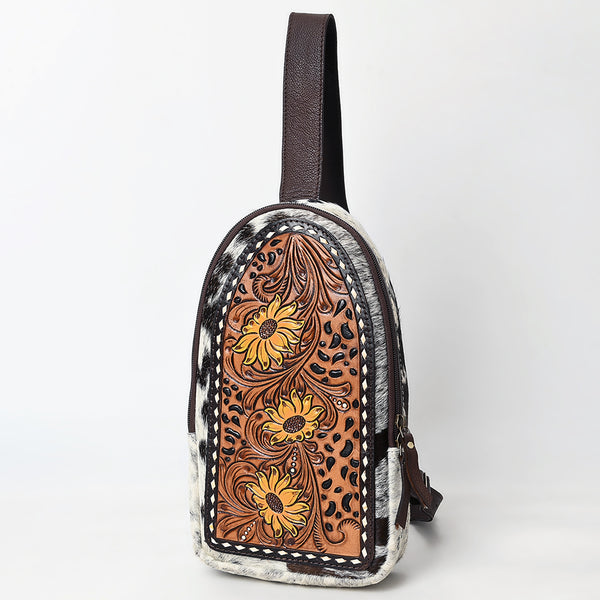 ADBGA594 American Darling Buck Stitched Floral Carved Hair-On Sling Bag