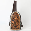 ADBGA594 American Darling Buck Stitched Floral Carved Hair-On Sling Bag
