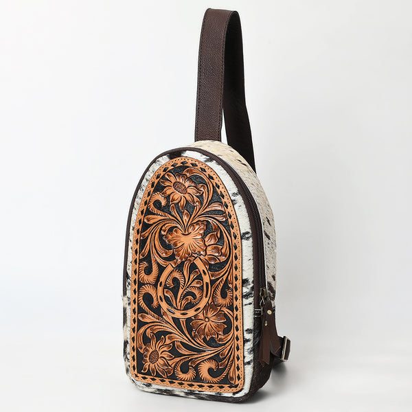 ADBGA594 American Darling Buck Stitched Floral Carved Hair-On Sling Bag