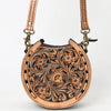 ADBGA596 American Darling Genuine Western Tooled Leather Horseshoe Design Canteen Bag