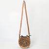 ADBGA596 American Darling Genuine Western Tooled Leather Horseshoe Design Canteen Bag