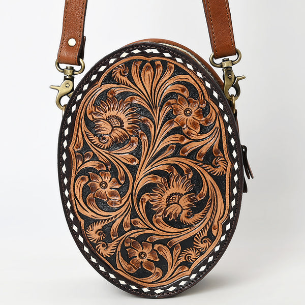 ADBGA598 American Darling Buck Stitched Floral Carved Genuine Leather Canteen Bag
