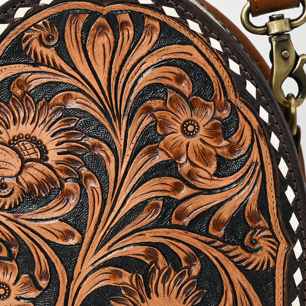 ADBGA598 American Darling Buck Stitched Floral Carved Genuine Leather Canteen Bag