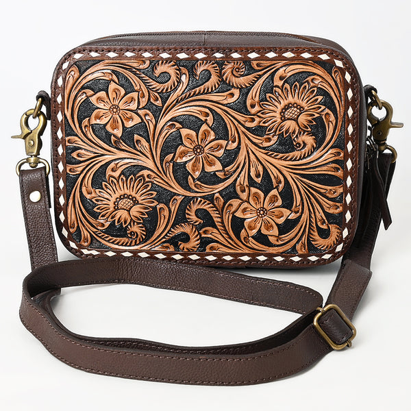 ADBGA599 American Darling Buck Stitched Floral Carved Genuine Leather Camera Bag