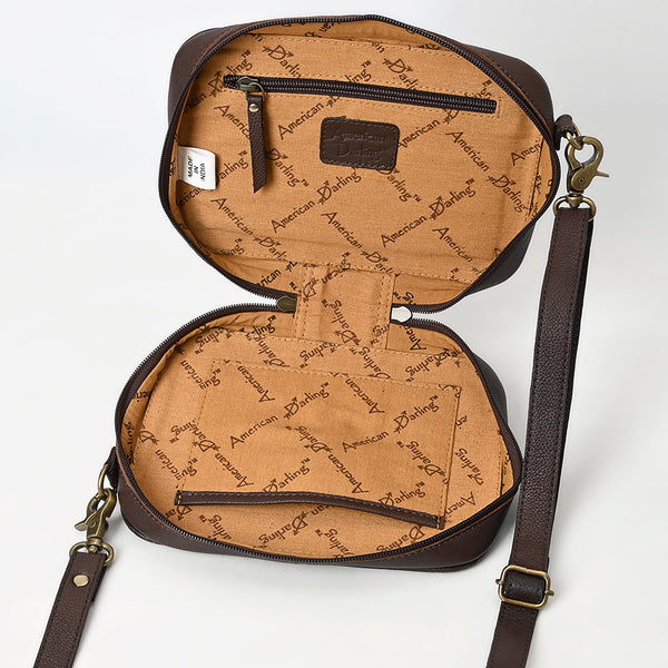ADBGA599 American Darling Buck Stitched Floral Carved Genuine Leather Camera Bag