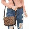 ADBGA599 American Darling Buck Stitched Floral Carved Genuine Leather Camera Bag