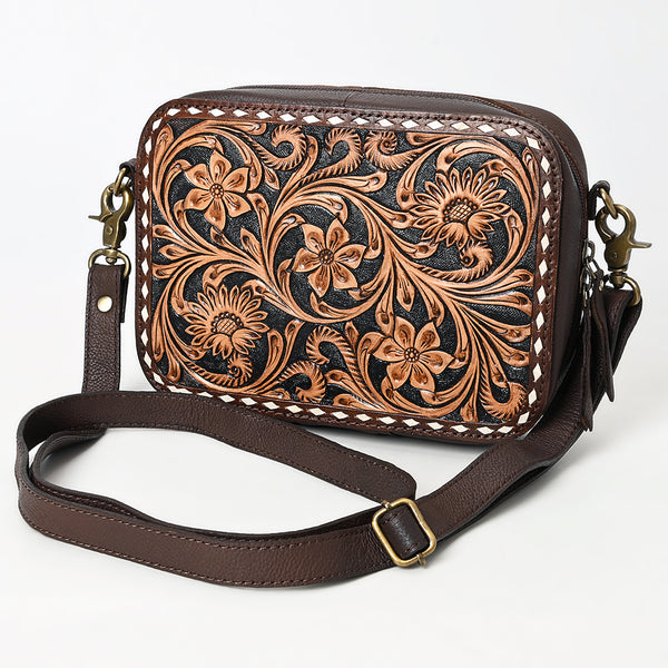 ADBGA599 American Darling Buck Stitched Floral Carved Genuine Leather Camera Bag