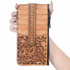ADBGA600 American Darling Buck Stitched Floral Carved Leather Card Holder