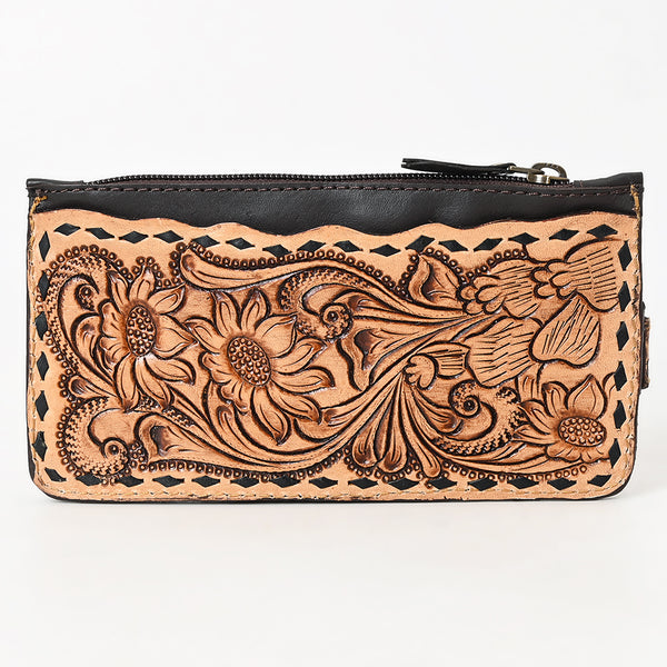 ADBGA600 American Darling Buck Stitched Floral Carved Leather Card Holder