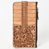 ADBGA600 American Darling Buck Stitched Floral Carved Leather Card Holder