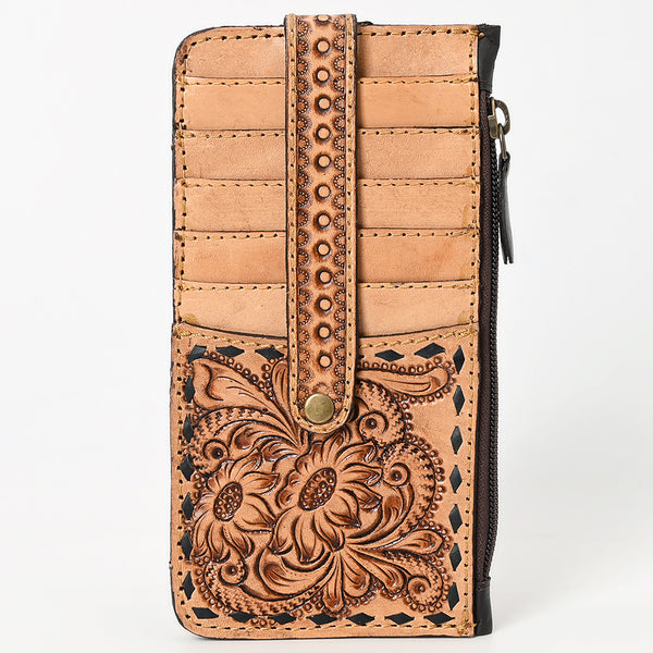 ADBGA600 American Darling Buck Stitched Floral Carved Leather Card Holder