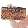 ADBGA600 American Darling Buck Stitched Floral Carved Leather Card Holder