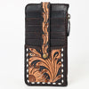 ADBGA601 American Darling Buck Stitched Floral Carved Genuine Leather Card Holder