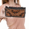 ADBGA601 American Darling Buck Stitched Floral Carved Genuine Leather Card Holder