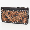 ADBGA601 American Darling Buck Stitched Floral Carved Genuine Leather Card Holder