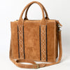 ADBGA605 American Darling Boot Stitched Braided Genuine Leather Tote Bag