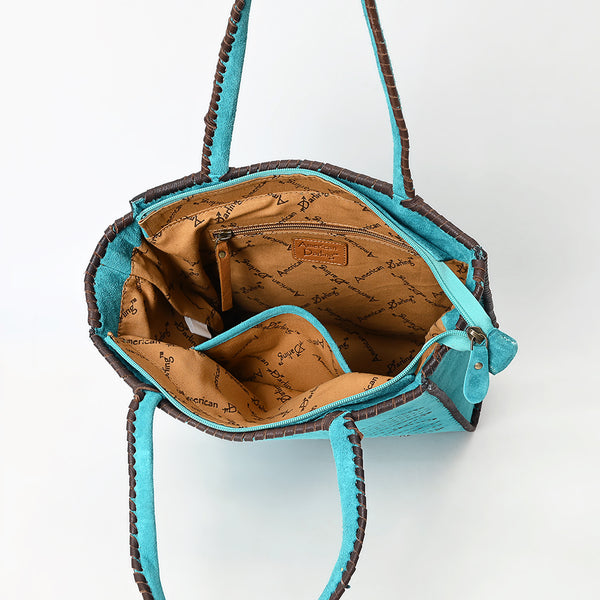 ADBGA606 American Darling Western Tote Bag Genuine suede Leather with Whipstitch Detailing