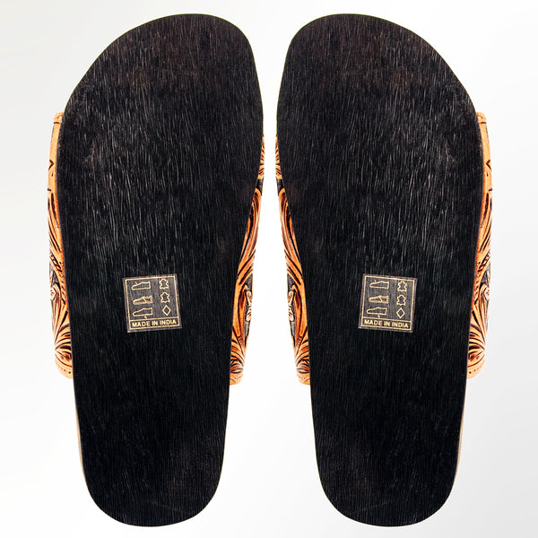 ADFTE103-9 carved genuine leather sandal footwear flip flop