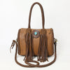 ADBGM270 Western Braided Fringe Duffel with Turquoise Concho - Genuine Leather