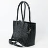 ADBG1539 American Darling Black Western Leather Tote Bag with Hand-Tooled Floral Design Genuine Leather