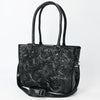 ADBG1539 American Darling Black Western Leather Tote Bag with Hand-Tooled Floral Design Genuine Leather