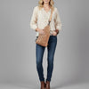ADBG1542 American Darling Western Leather Sling Bag with Hand-Tooled Floral Design Genuine Vegetable-Tanned Leather