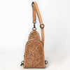 ADBG1542 American Darling Western Leather Sling Bag with Hand-Tooled Floral Design Genuine Vegetable-Tanned Leather