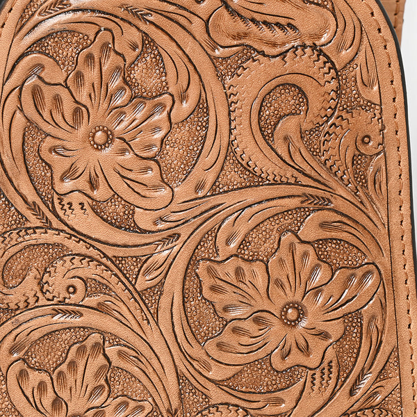 ADBG1542 American Darling Western Leather Sling Bag with Hand-Tooled Floral Design Genuine Vegetable-Tanned Leather
