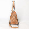 ADBG1542 American Darling Western Leather Sling Bag with Hand-Tooled Floral Design Genuine Vegetable-Tanned Leather