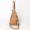 ADBG1542 American Darling Western Leather Sling Bag with Hand-Tooled Floral Design Genuine Vegetable-Tanned Leather