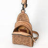 ADBG1542 American Darling Western Leather Sling Bag with Hand-Tooled Floral Design Genuine Vegetable-Tanned Leather