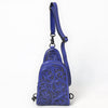 ADBG1542 American Darling Western Leather Sling Bag with Hand-Tooled Floral Design Genuine Vegetable-Tanned Leather