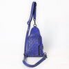 ADBG1542 American Darling Western Leather Sling Bag with Hand-Tooled Floral Design Genuine Vegetable-Tanned Leather