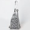 ADBG1542 American Darling Western Leather Sling Bag with Hand-Tooled Floral Design Genuine Vegetable-Tanned Leather