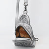 ADBG1542 American Darling Western Leather Sling Bag with Hand-Tooled Floral Design Genuine Vegetable-Tanned Leather