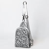 ADBG1542 American Darling Western Leather Sling Bag with Hand-Tooled Floral Design Genuine Vegetable-Tanned Leather
